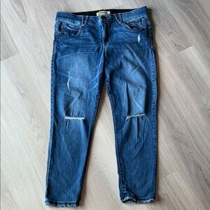 Democracy "Ab"solution High Rise Straight Leg Jeans Sz 12 Blue Distressed Casual